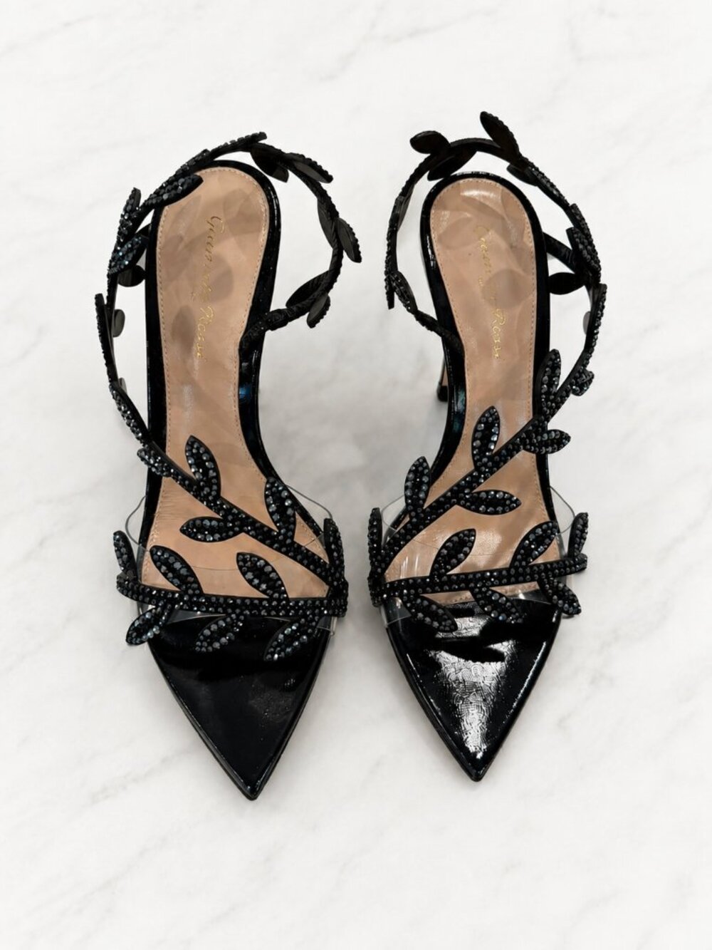 Gianvito Rossi Black Crystal Flavia Heels – Size 37